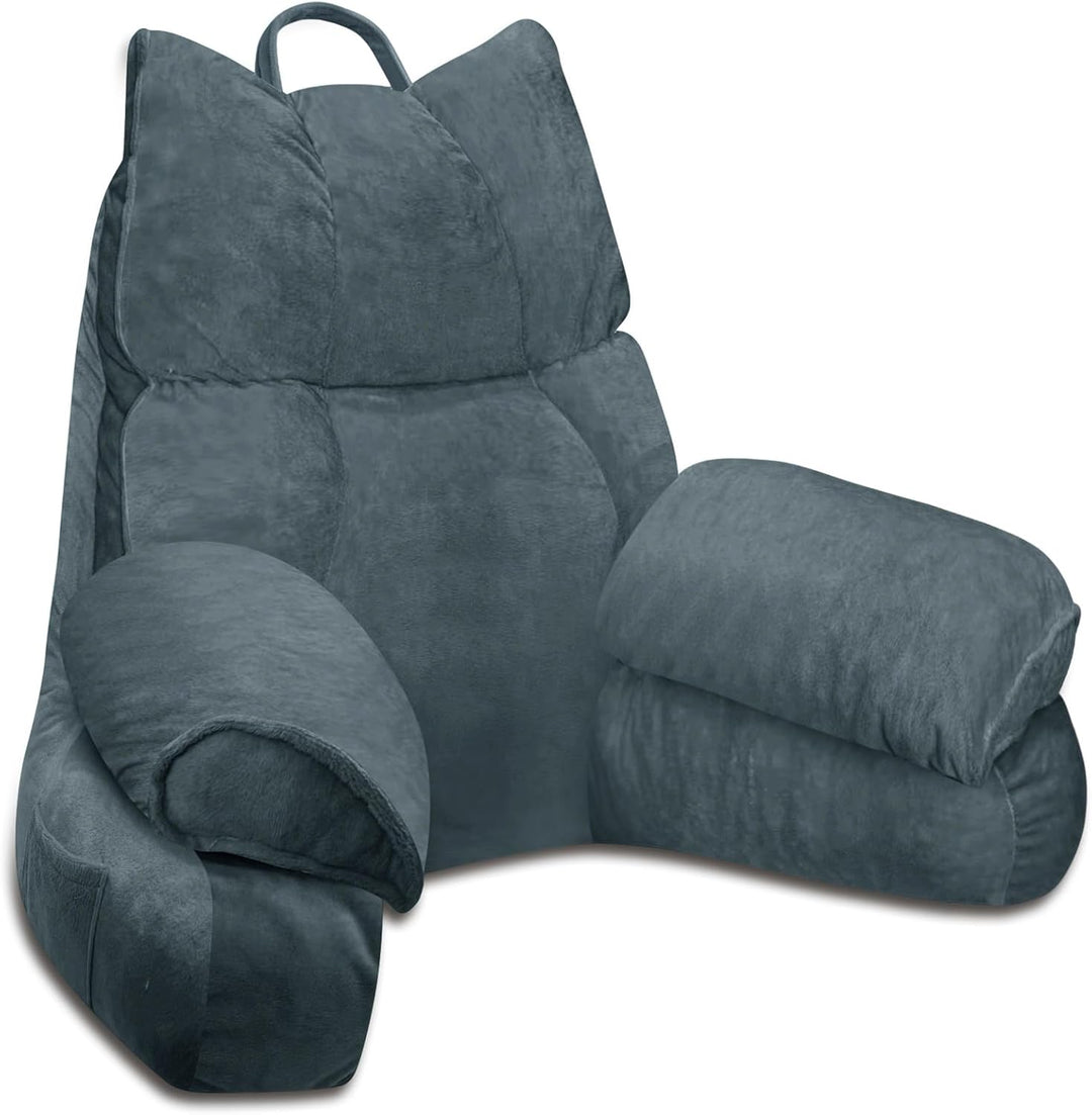 Cozy Reading Pillow with High Arm Rests &amp; Supportive Memory Foam | Perfect Back Support for Relaxing, Reading &amp; Gaming in Bed