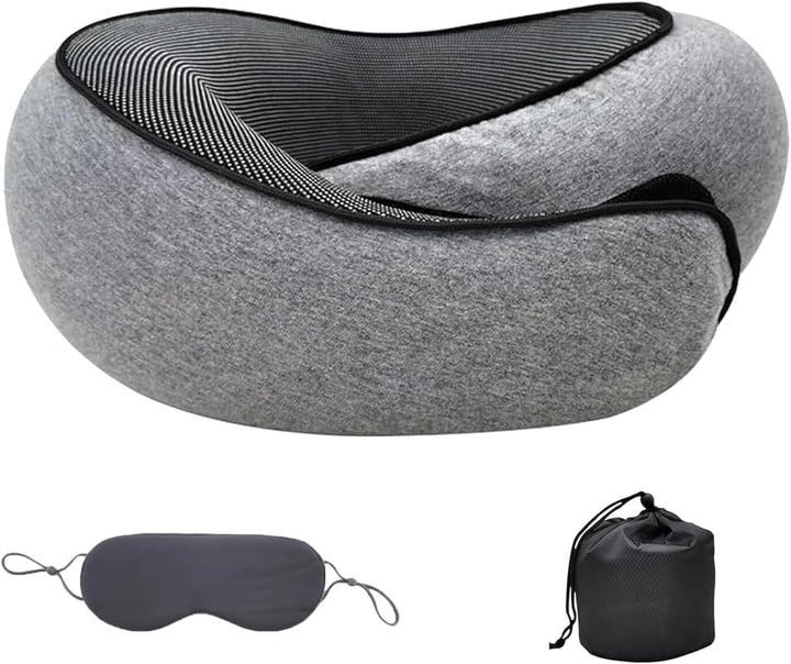 Ergonomic Travel Neck Pillow – Memory Foam Support for Airplane &amp; Car