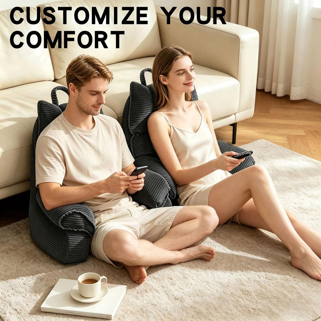 Cozy Reading Pillow with High Arm Rests &amp; Supportive Memory Foam | Perfect Back Support for Relaxing, Reading &amp; Gaming in Bed