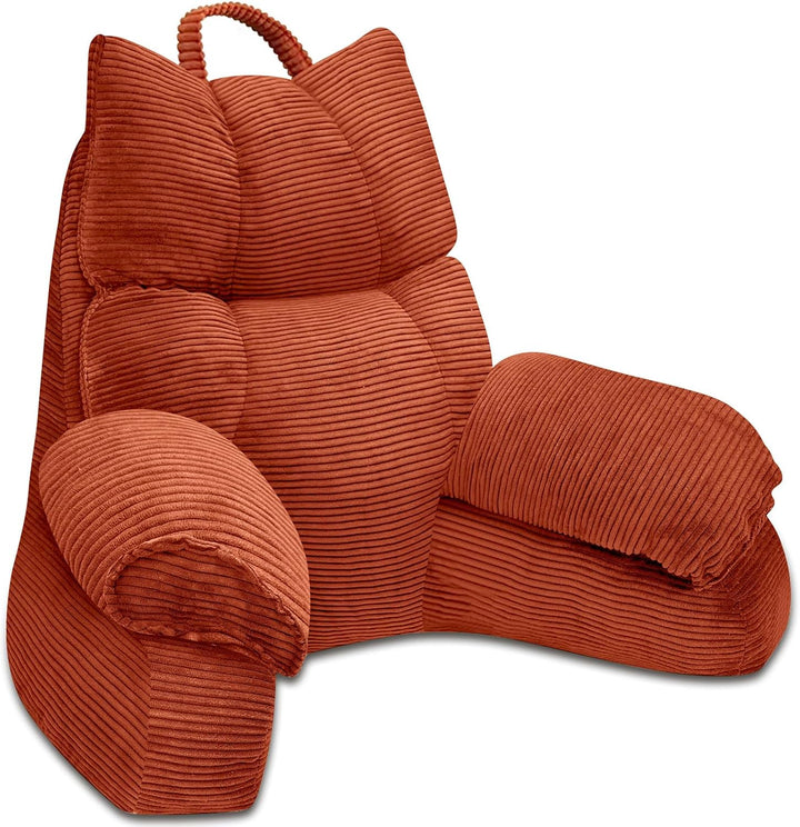 Cozy Reading Pillow with High Arm Rests &amp; Supportive Memory Foam | Perfect Back Support for Relaxing, Reading &amp; Gaming in Bed