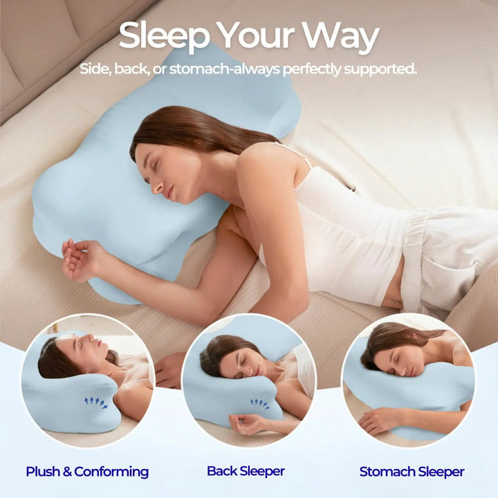 Vepine Cloud Alignment Pillow | Adjustable Fill &amp; Dual Height Design for Personalized Sleep Comfort