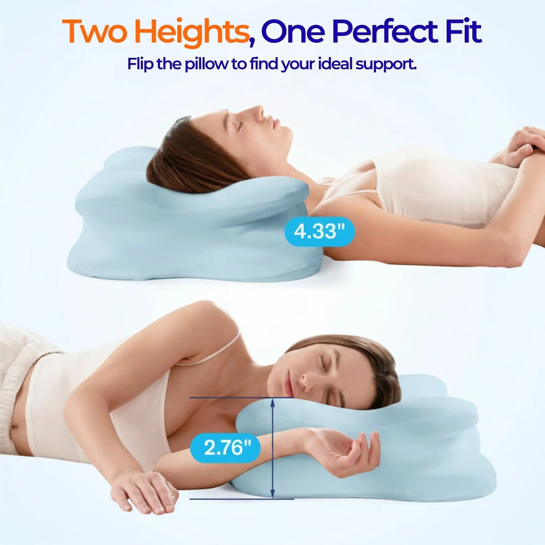 Vepine Cloud Alignment Pillow | Adjustable Fill &amp; Dual Height Design for Personalized Sleep Comfort