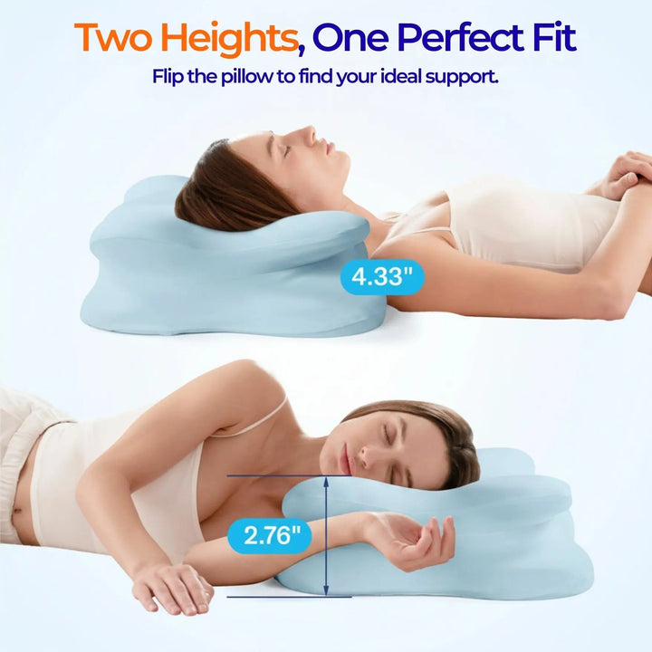 Vepine Cloud Alignment Pillow | Adjustable Fill &amp; Dual Height Design for Personalized Sleep Comfort
