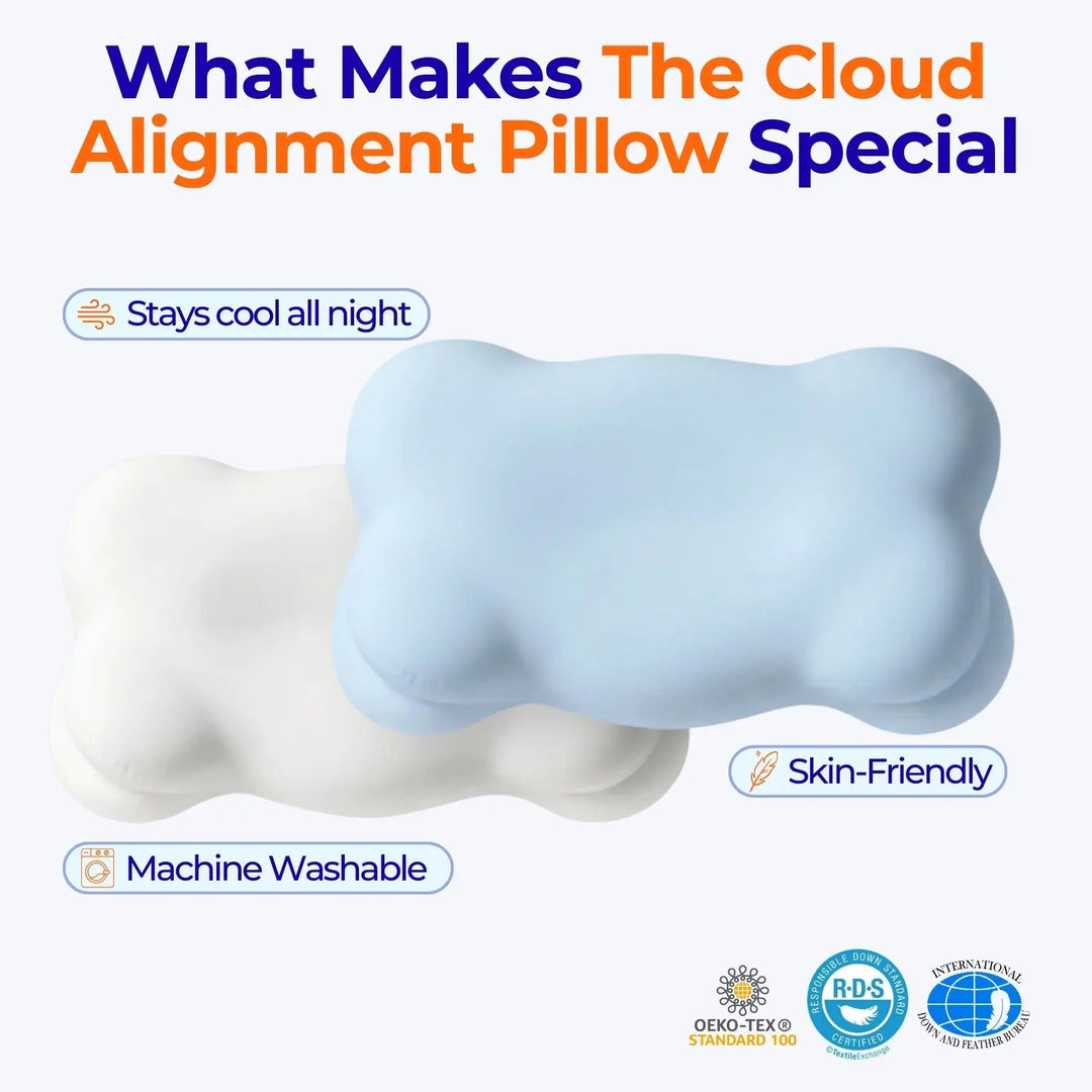 Vepine Cloud Alignment Pillow | Adjustable Fill &amp; Dual Height Design for Personalized Sleep Comfort