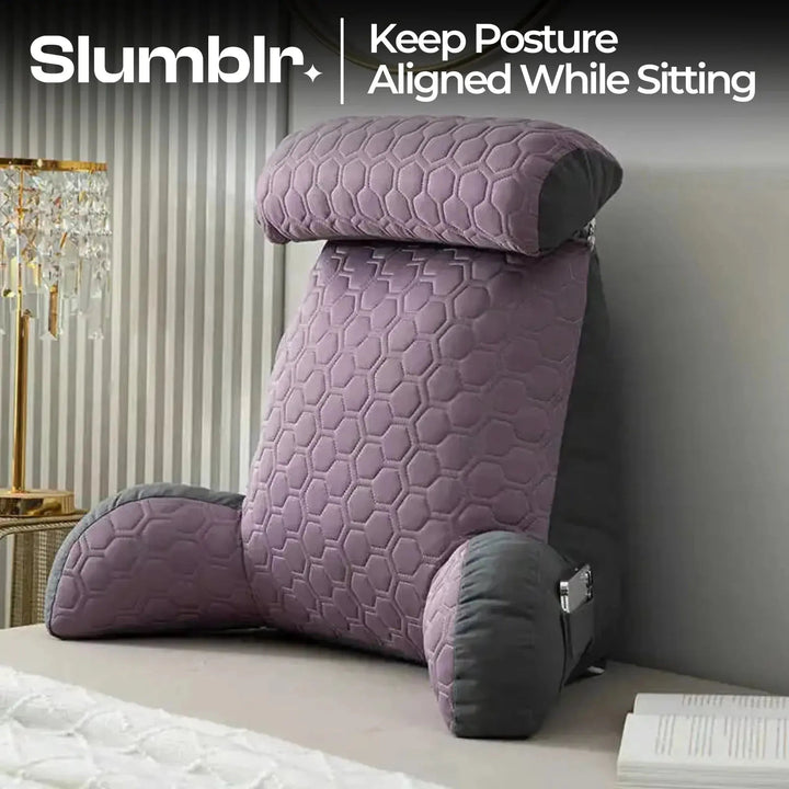 Vepine Cozy Lounge | Reading Pillow for Bed with Side Pockets &amp; Washable Cover | Comfortable Backrest Pillow for Relaxation