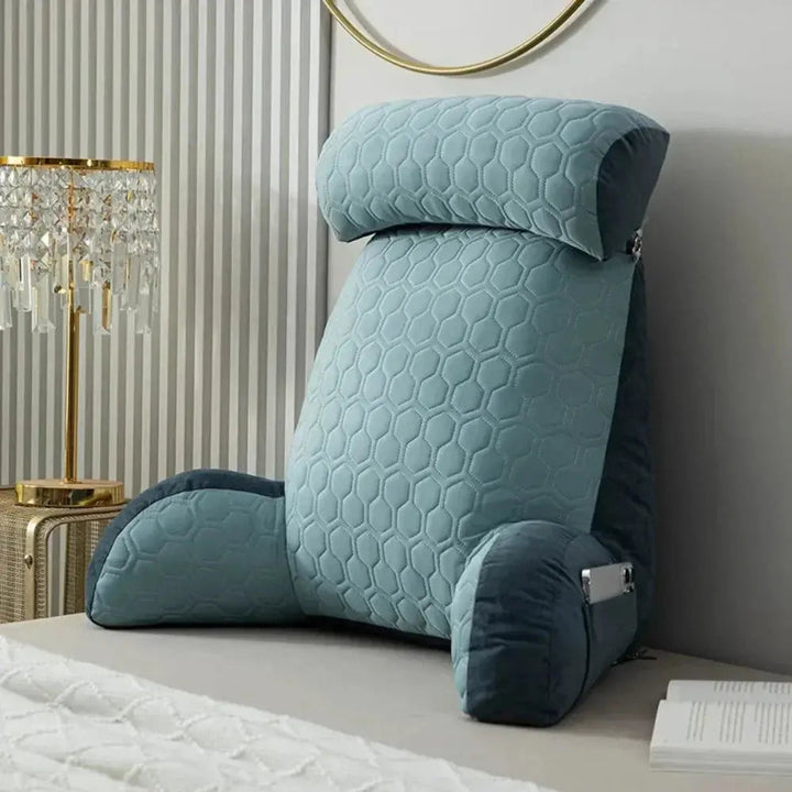 Vepine Cozy Lounge | Reading Pillow for Bed with Side Pockets &amp; Washable Cover | Comfortable Backrest Pillow for Relaxation