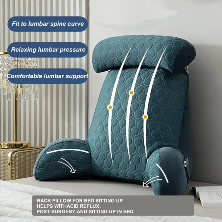 Vepine Cozy Lounge | Reading Pillow for Bed with Side Pockets &amp; Washable Cover | Comfortable Backrest Pillow for Relaxation
