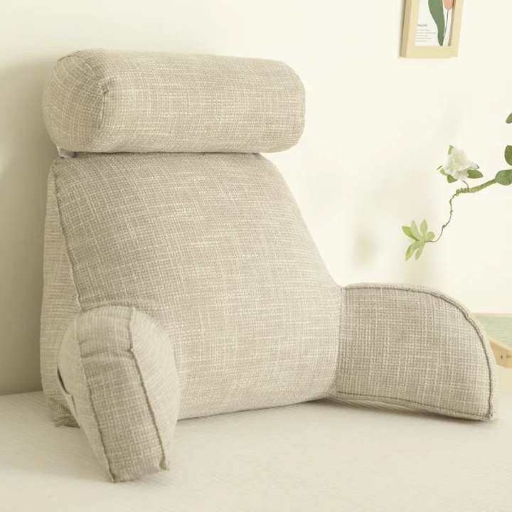 Ergonomic Lumbar Support Pillow with Adjustable Headrest &amp; Soft Armrests | Back Support for Pain Relief and Comfort