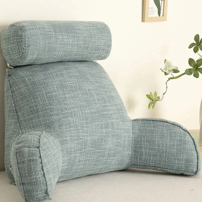 Ergonomic Lumbar Support Pillow with Adjustable Headrest &amp; Soft Armrests | Back Support for Pain Relief and Comfort