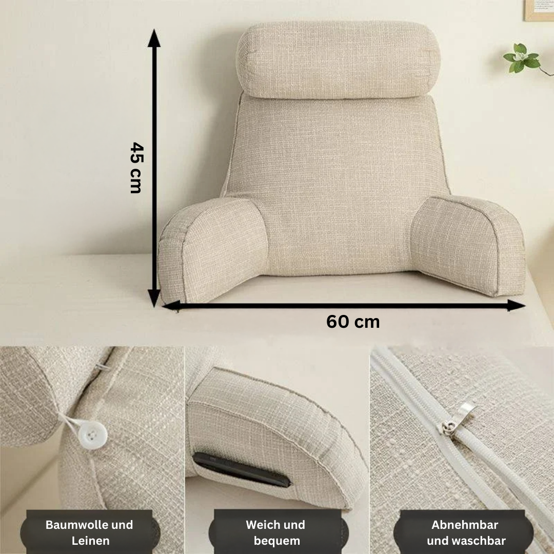 Ergonomic Lumbar Support Pillow with Adjustable Headrest &amp; Soft Armrests | Back Support for Pain Relief and Comfort