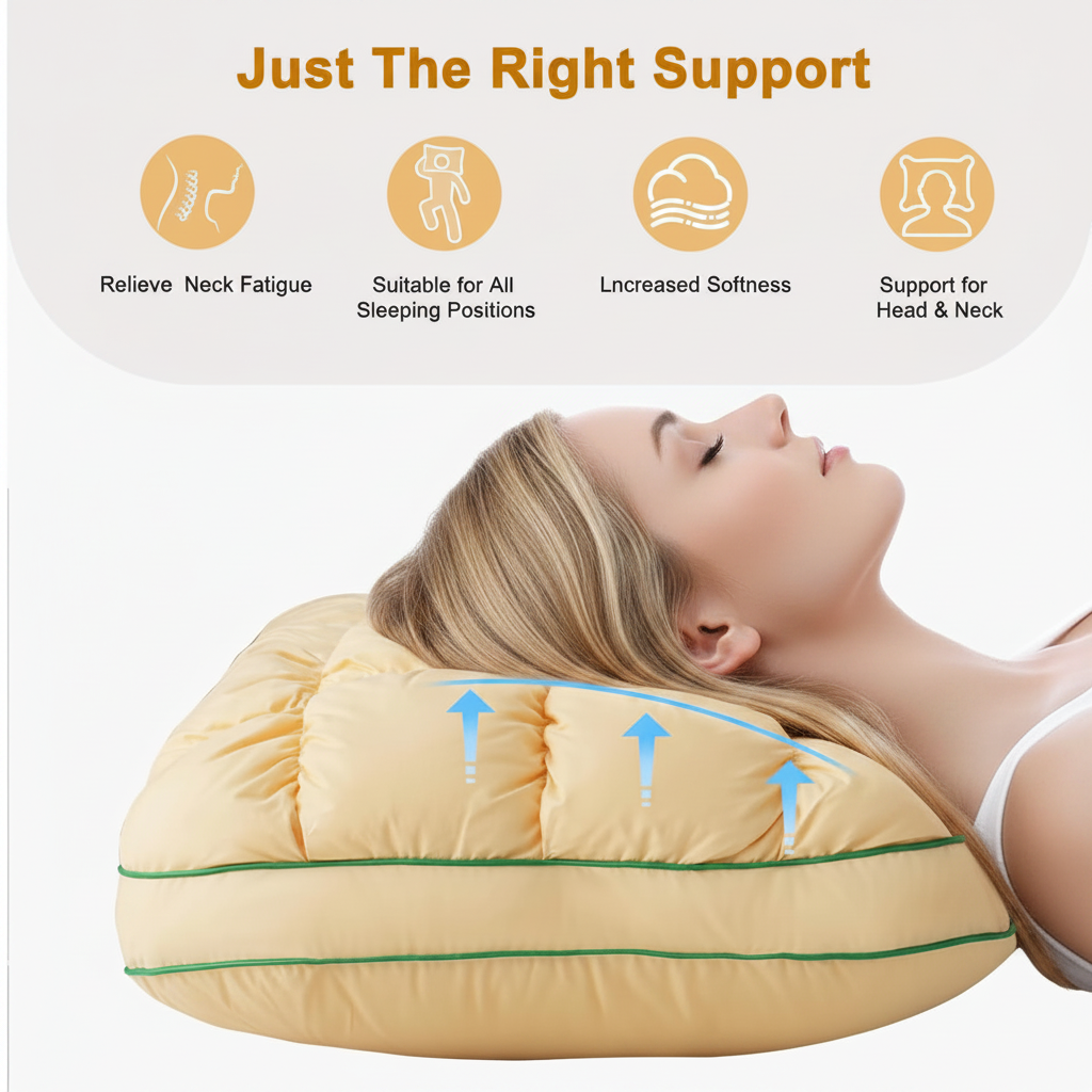 Puff Pillow | Best Pillow for Neck Pain with Fluffy Soft Design | Ergonomic Support for Ultimate Comfort