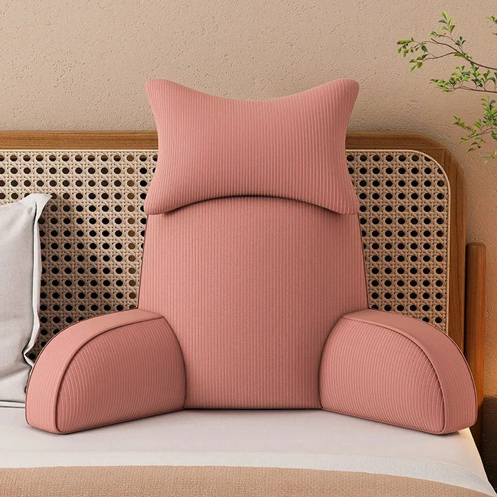 Luxury Corduroy Backrest Pillow With Arms &amp; Removable Headrest
