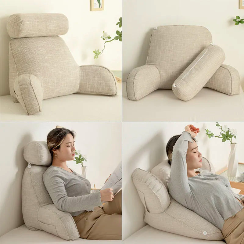 Deluxe Backrest Pillow With Arms &amp; Adjustable Headrest