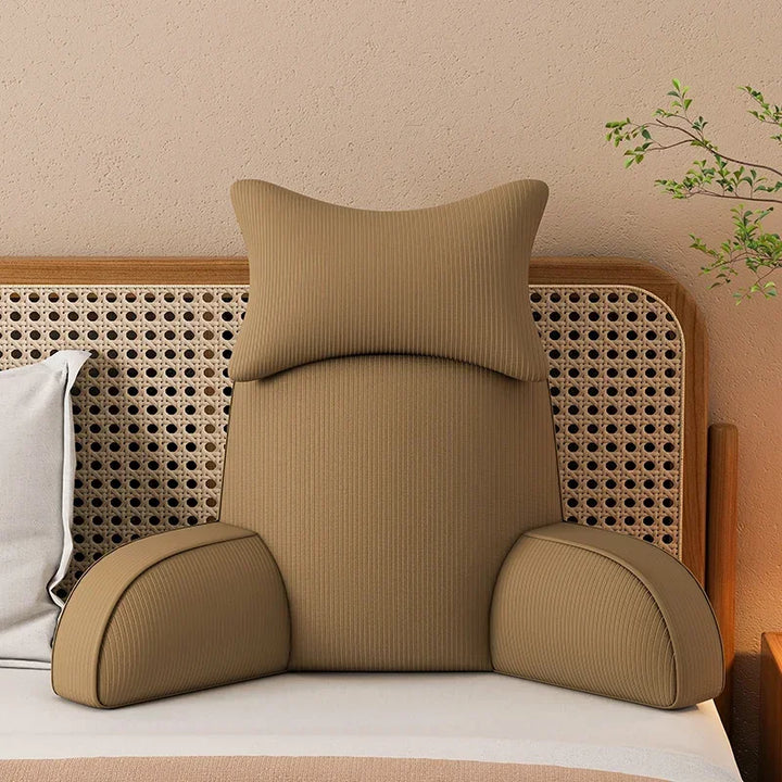 Luxury Corduroy Backrest Pillow With Arms &amp; Removable Headrest