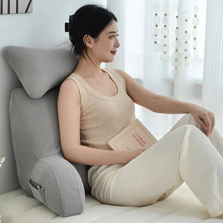 Luxury Corduroy Backrest Pillow With Arms &amp; Removable Headrest