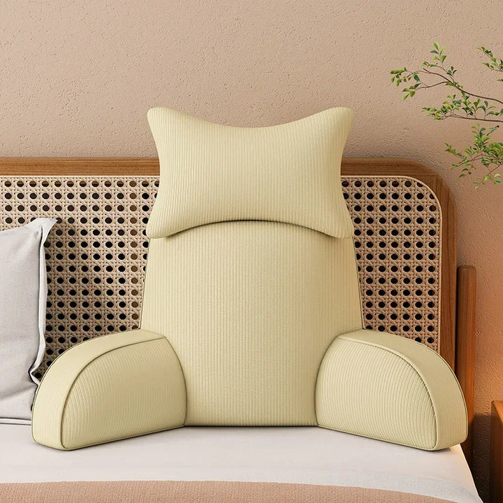 Luxury Corduroy Backrest Pillow With Arms &amp; Removable Headrest