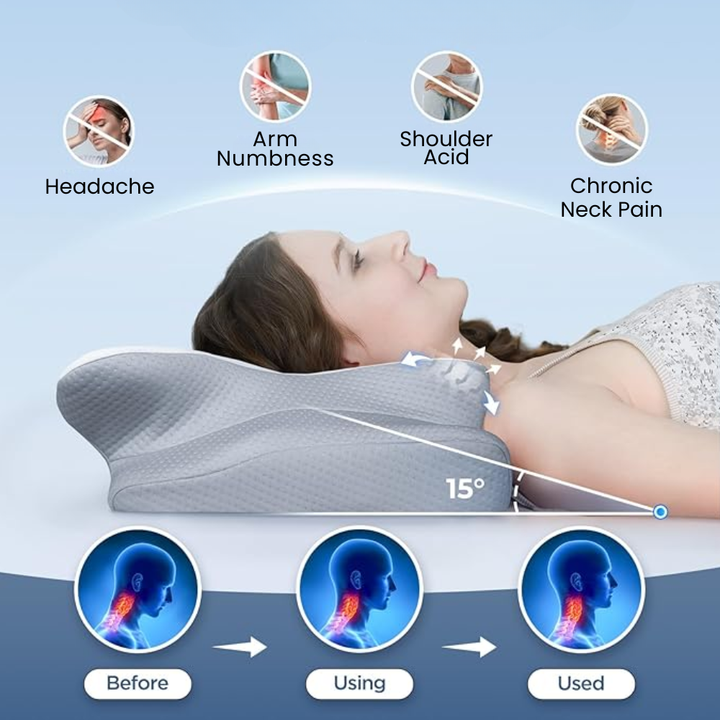 Sisica | Ergonomic Pillow for Neck Comfort &amp; Snore Reduction | White
