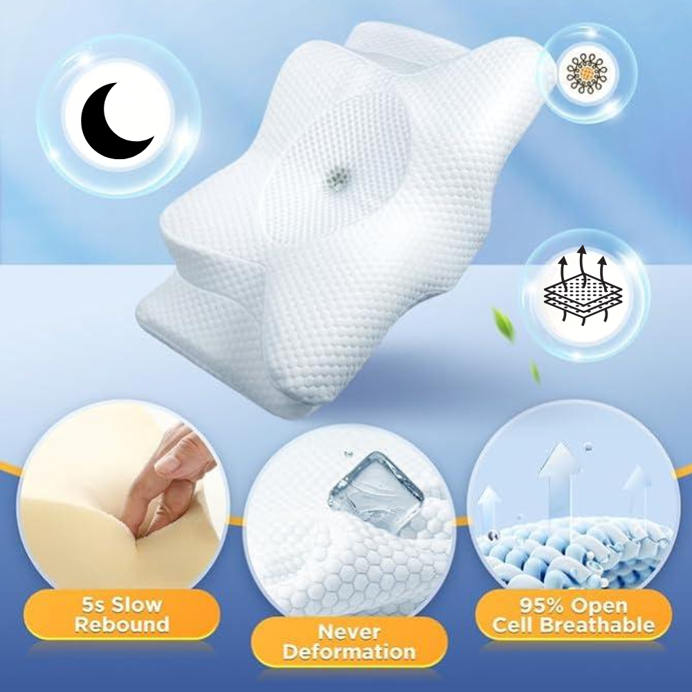 Sisica | Ergonomic Pillow for Neck Comfort &amp; Snore Reduction | White