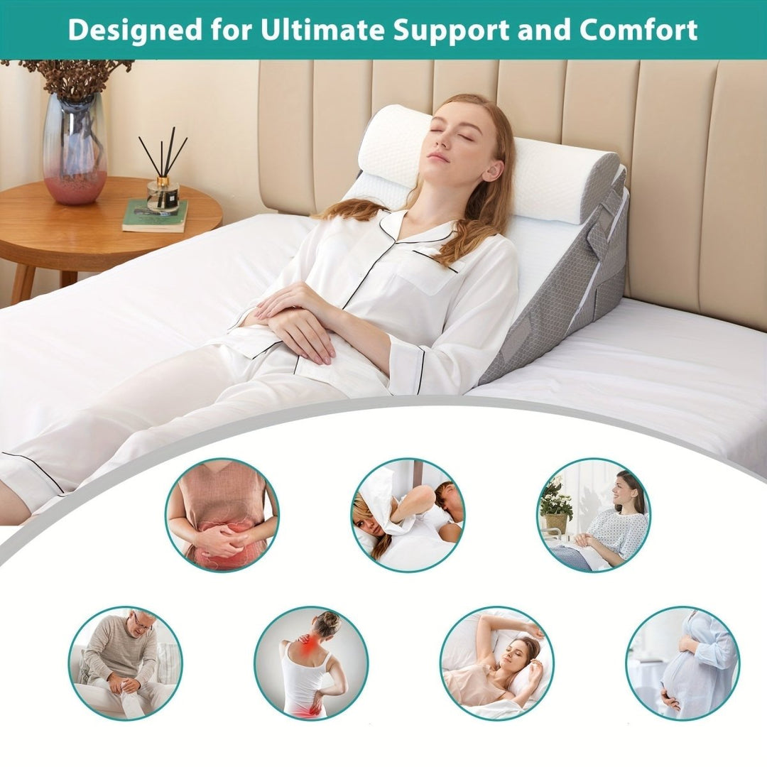 COMFORTRISE Memory Foam Wedge Pillow for Back and Leg Relief