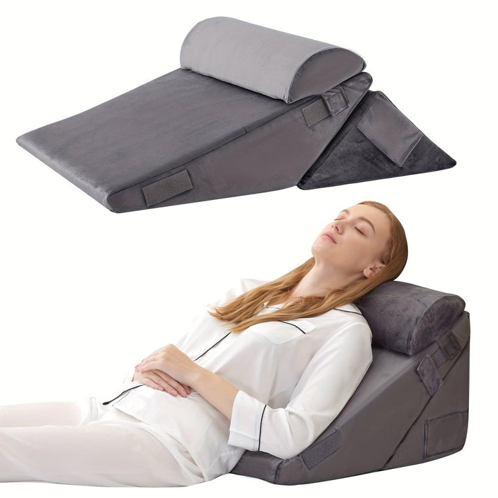 COMFORTRISE Memory Foam Wedge Pillow for Back and Leg Relief