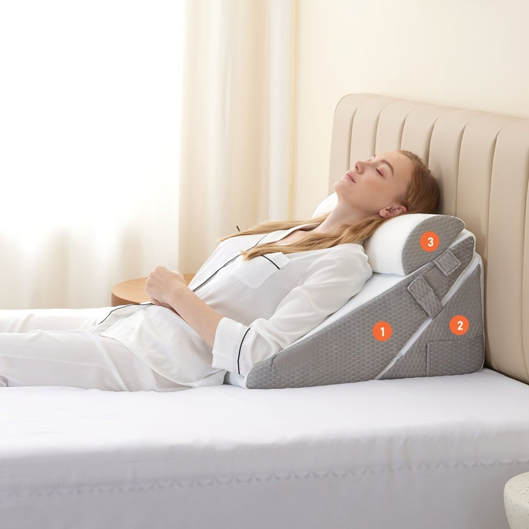COMFORTRISE Memory Foam Wedge Pillow for Back and Leg Relief