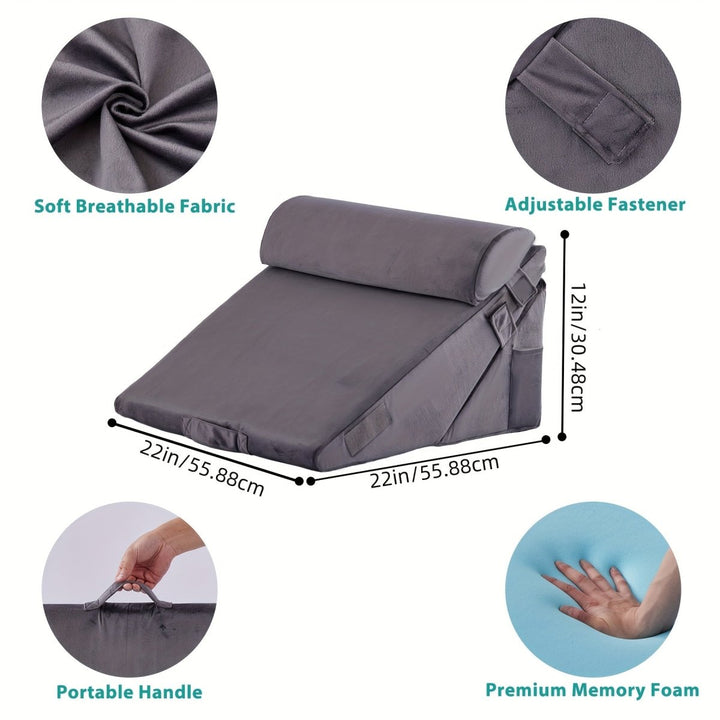 COMFORTRISE Memory Foam Wedge Pillow for Back and Leg Relief