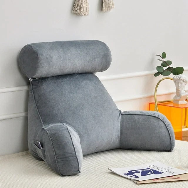 Backrest Pillow With Arms &amp; Adjustable Headrest