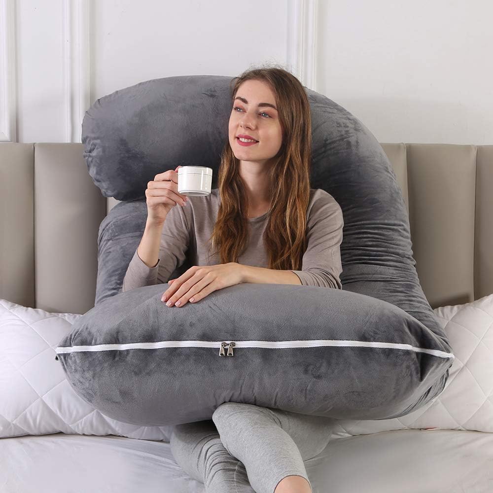 U-Shaped Full Body Pillow for Back, Belly &amp; Shoulder Support