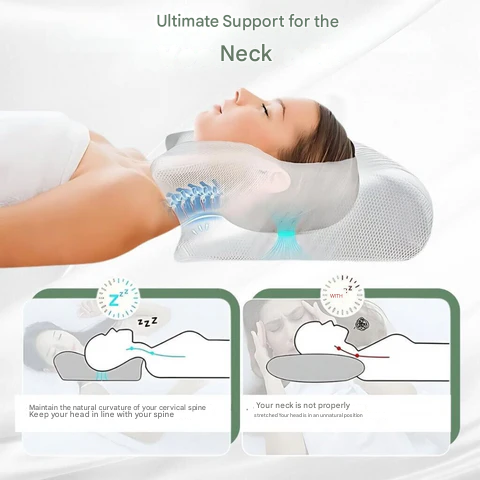 Wearclo | Orthopedic Pillow | Ergonomic Support for Neck and Back | Memory Foam