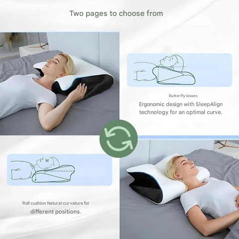 Wearclo | Orthopedic Pillow | Ergonomic Support for Neck and Back | Memory Foam